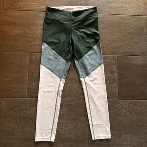 Outdoor Voices Green and Cream Leggings